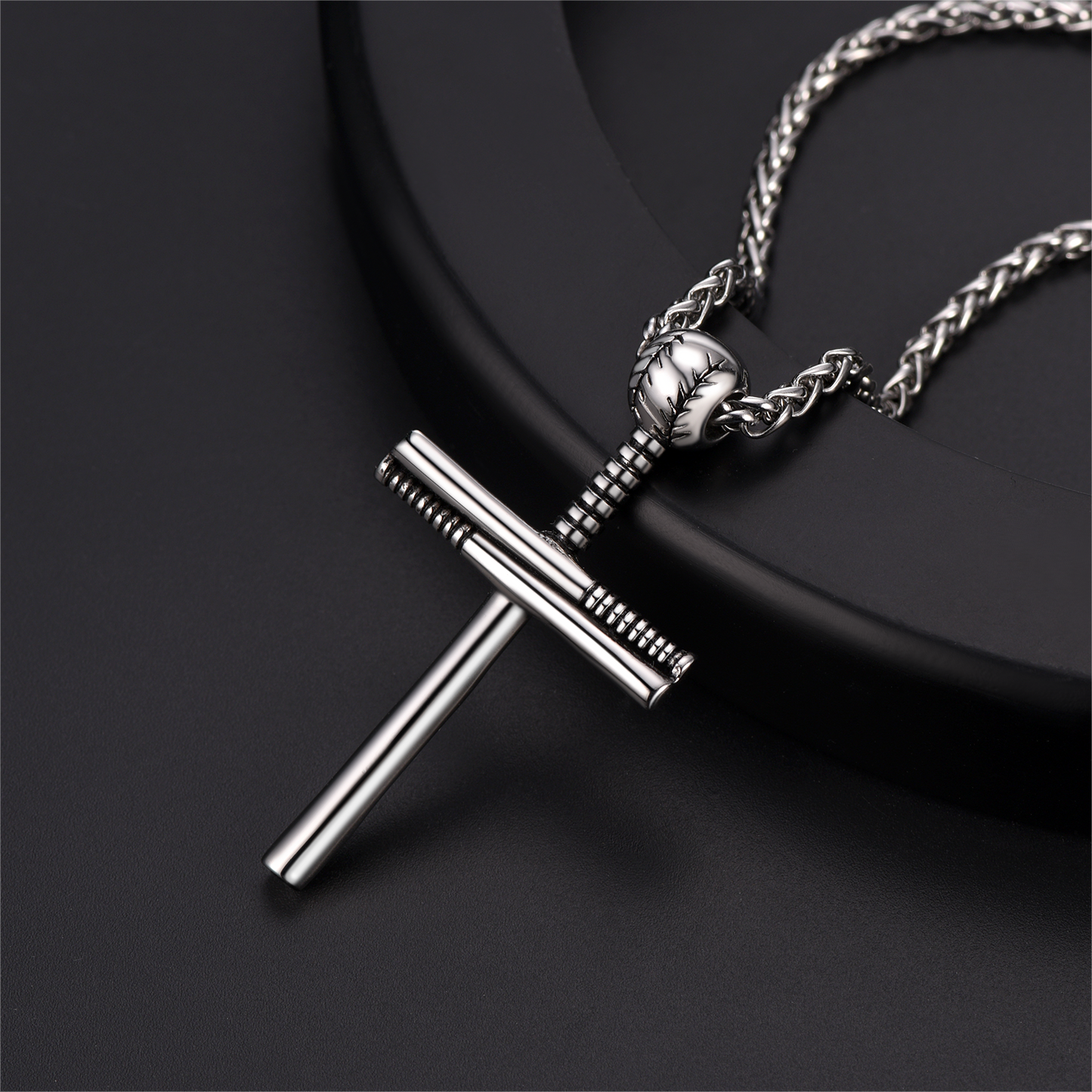 Baseball Bat Cross Necklace Sport Pendant For Men Women