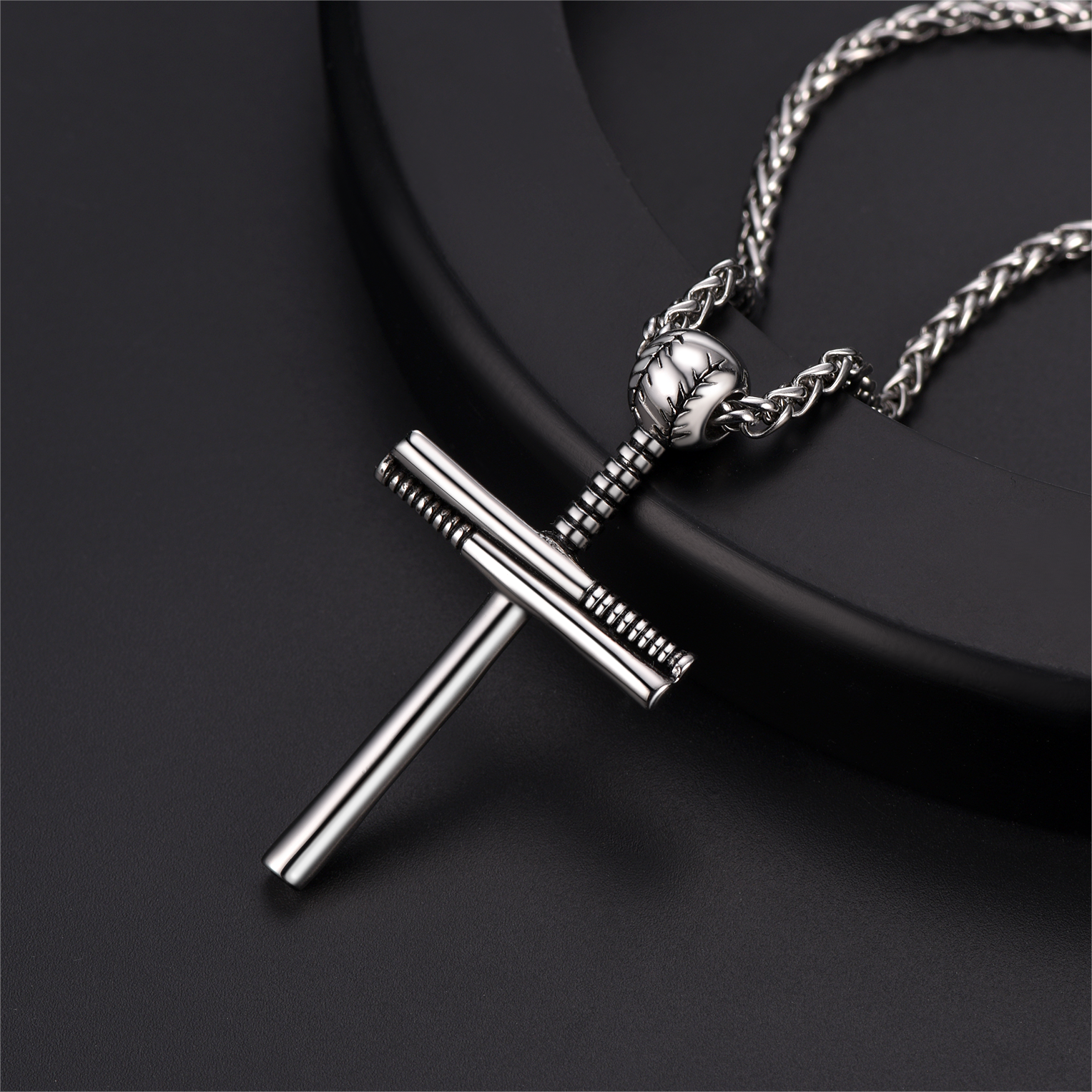 Baseball Bat Cross Necklace Sport Pendant For Men Women