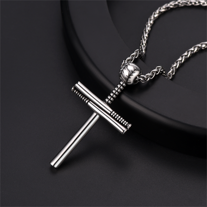 Baseball Bat Cross Necklace Sport Pendant For Men Women
