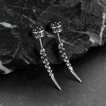 Viking Rune Fang Stud Earrings for Men – Nordic Star CZ Earrings