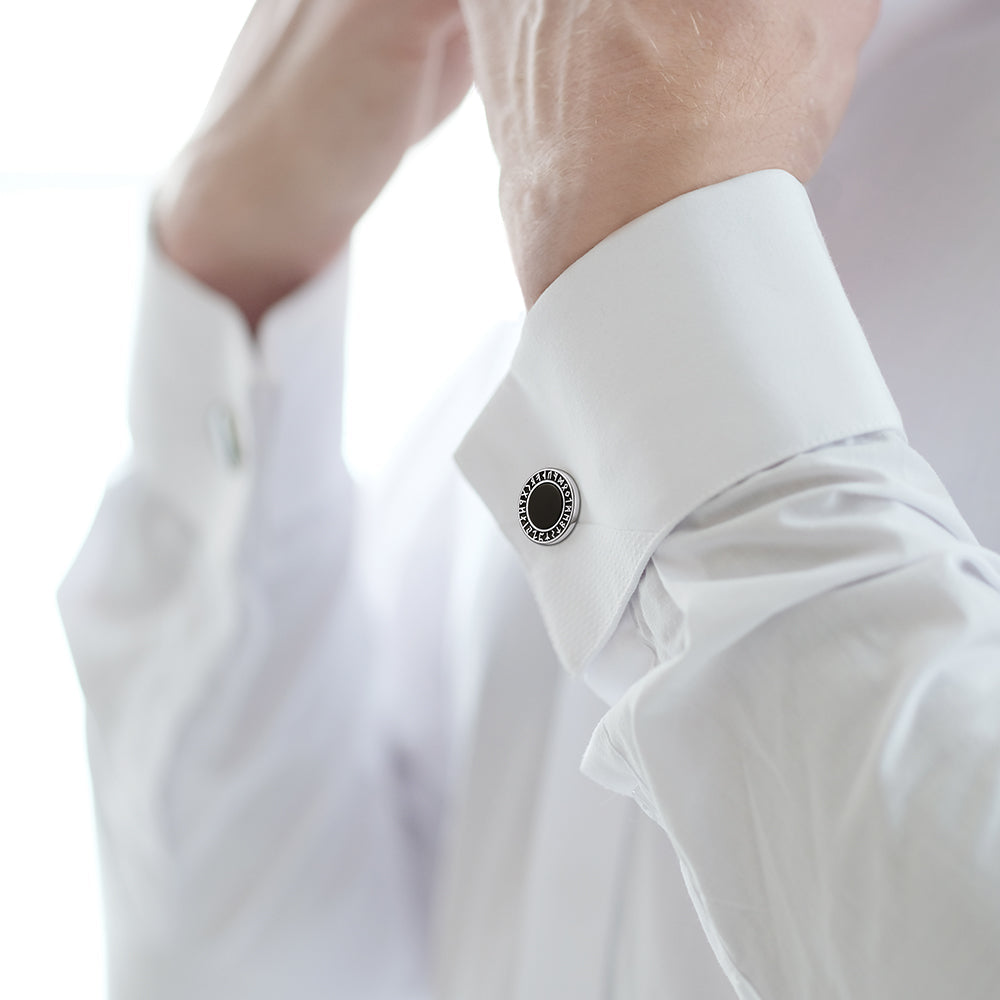 Men's Black Onyx Cufflinks with Viking Rune