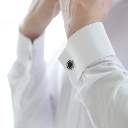 Men's Black Onyx Cufflinks with Viking Rune