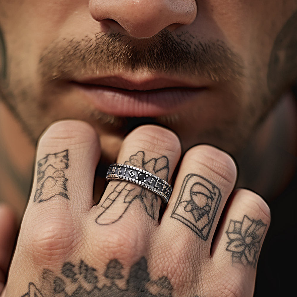Sterling Silver Black Onyx Celtic Ring for Men