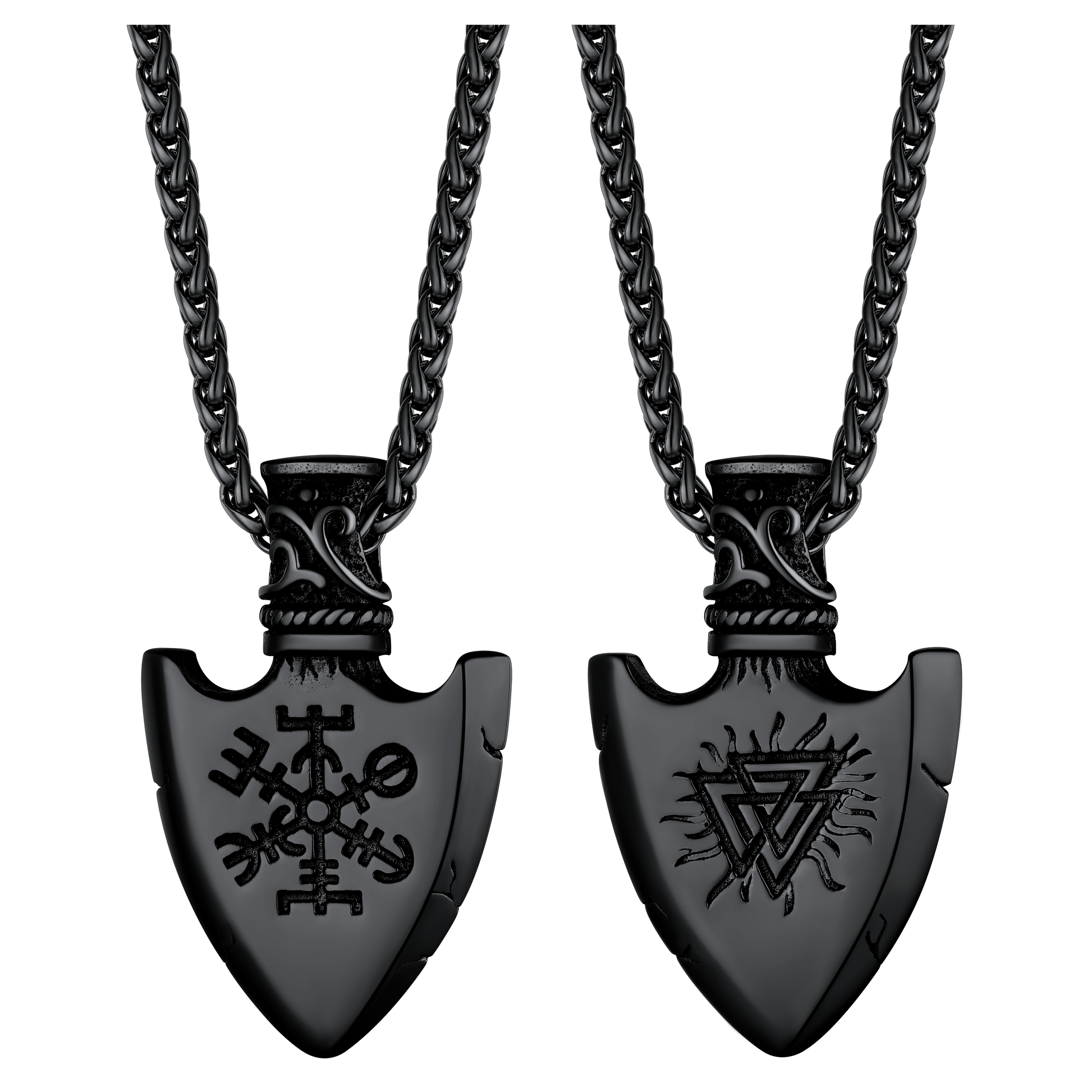 Viking Gungnir Pendant Necklace With Valknut & Compass for Men