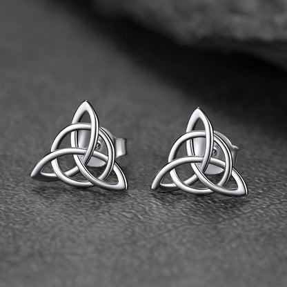 Sterling Silver Celtic Triquetra Stud Earrings for Women