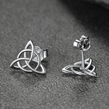 Sterling Silver Celtic Triquetra Stud Earrings for Women
