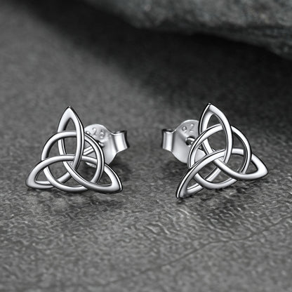 Sterling Silver Celtic Triquetra Stud Earrings for Women
