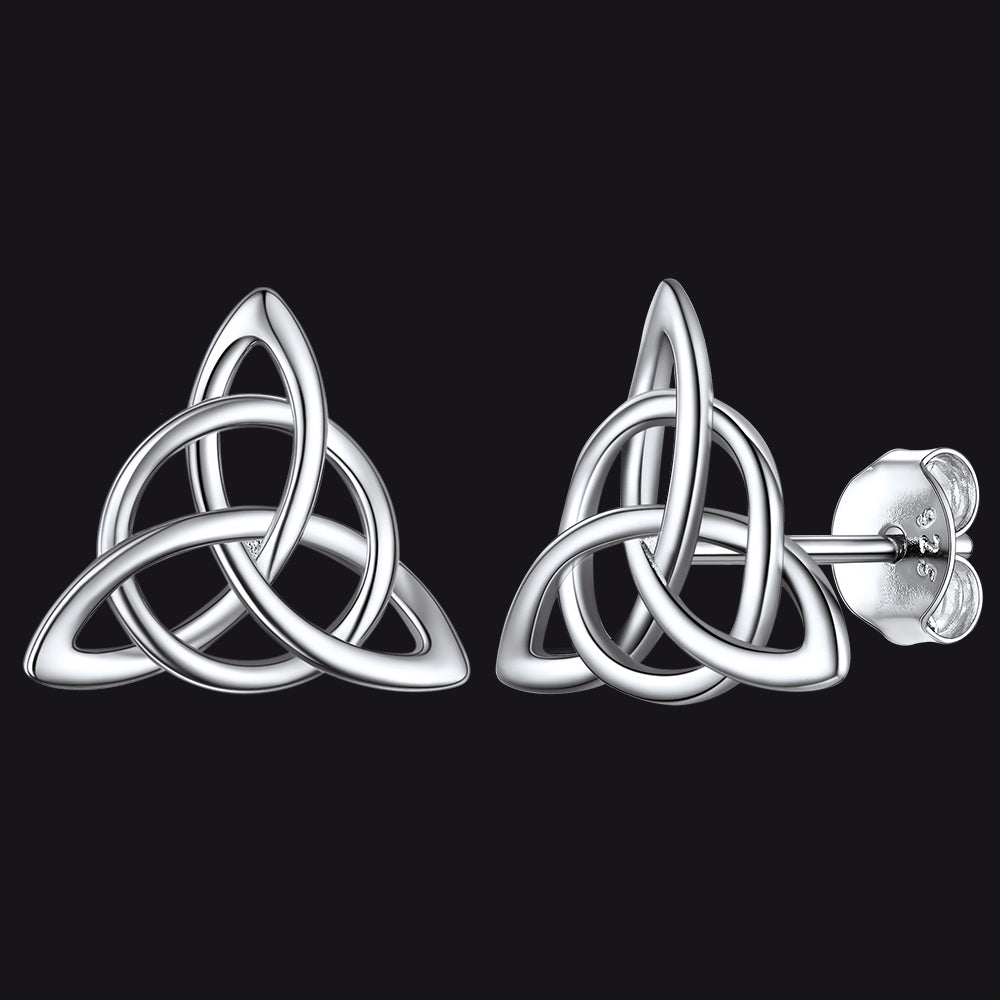Sterling Silver Celtic Triquetra Stud Earrings for Women