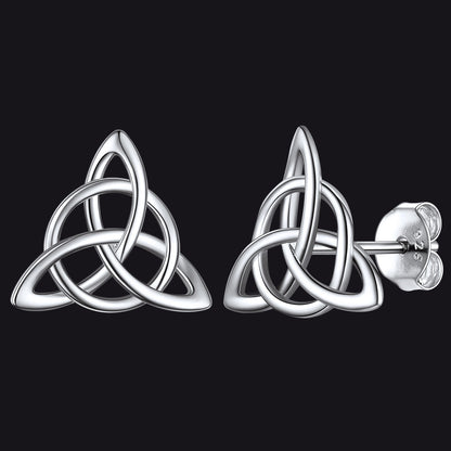 Sterling Silver Celtic Triquetra Stud Earrings for Women