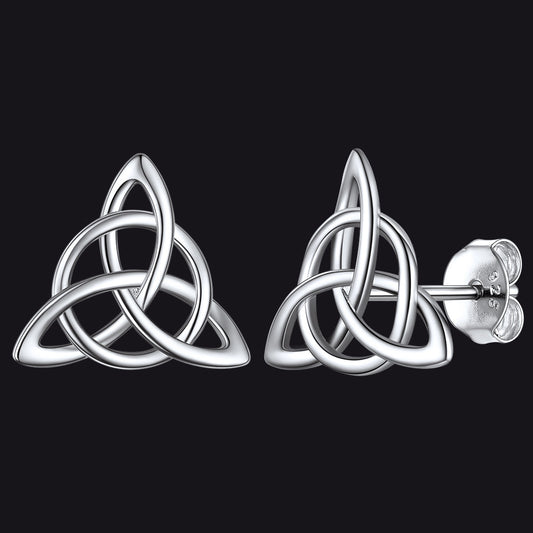 Sterling Silver Celtic Triquetra Stud Earrings for Women