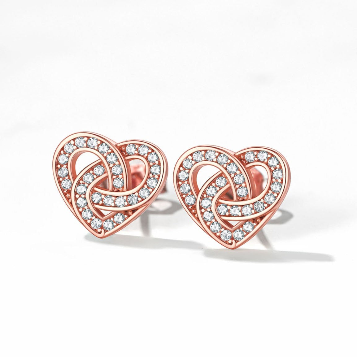 Zirconia Celtic Heart Stud Earrings for Women in Silver