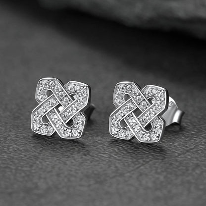 Cubic Zirconia Celtic Knot Earrings for Women in Silver