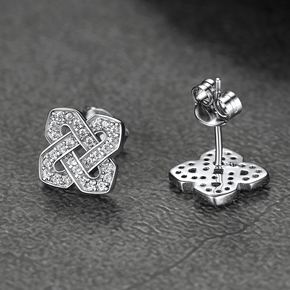 Cubic Zirconia Celtic Knot Earrings for Women in Silver
