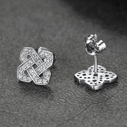 Cubic Zirconia Celtic Knot Earrings for Women in Silver