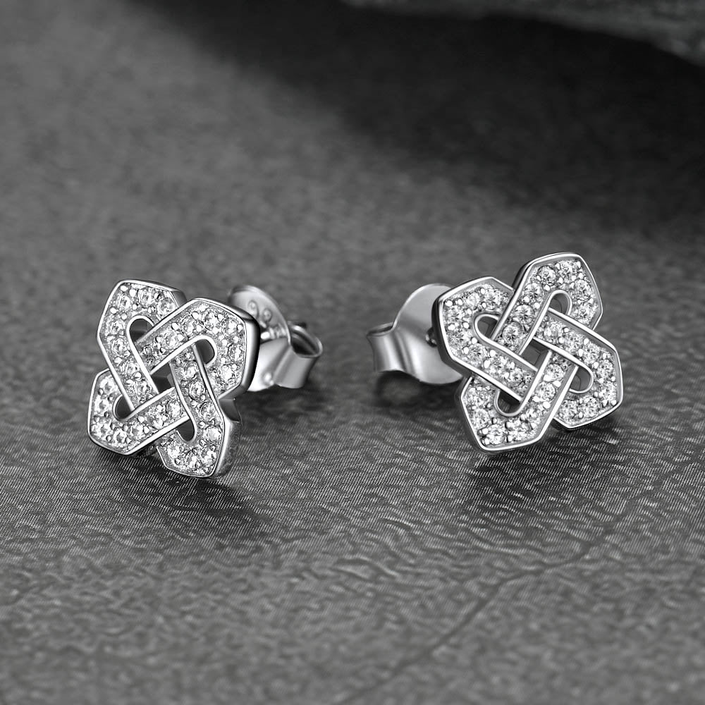 Cubic Zirconia Celtic Knot Earrings for Women in Silver