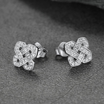 Cubic Zirconia Celtic Knot Earrings for Women in Silver