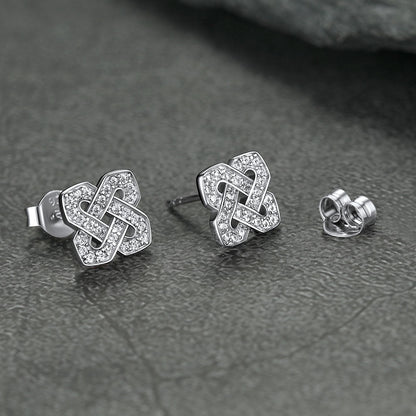 Cubic Zirconia Celtic Knot Earrings for Women in Silver