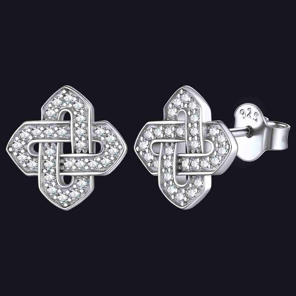 Cubic Zirconia Celtic Knot Earrings for Women in Silver