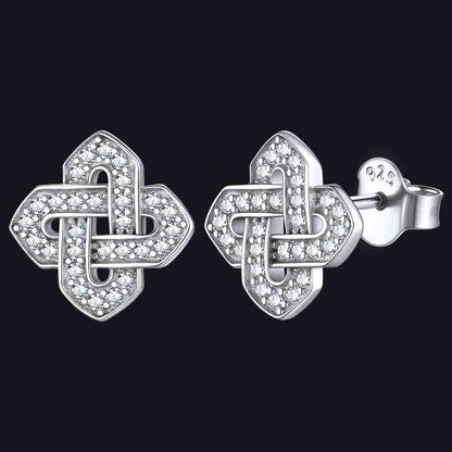 Cubic Zirconia Celtic Knot Earrings for Women in Silver