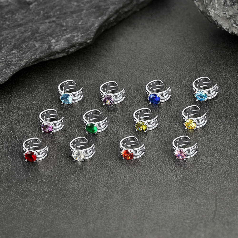 Sterling Silver Celtic Birthstone Ear Cuffs Earrings for Men Women