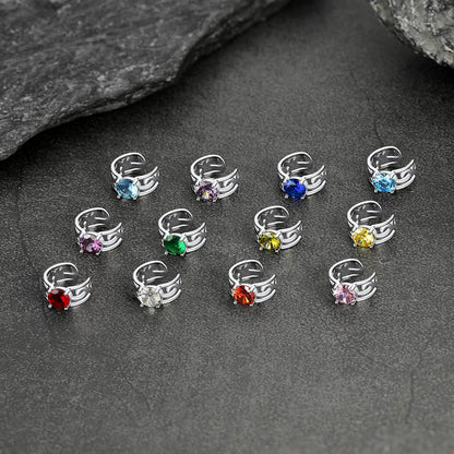 Sterling Silver Celtic Birthstone Ear Cuffs Earrings for Men Women