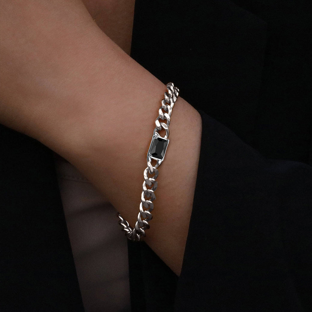 Cubic Zirconia Thick Chain Bracelet for Women Men