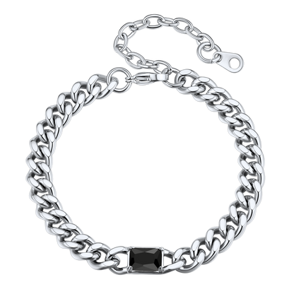 Cubic Zirconia Thick Chain Bracelet for Women Men