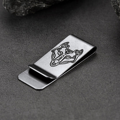 Viking Fenrir Celtic Wolf Money Cash Clip Slim Credit Card Holder