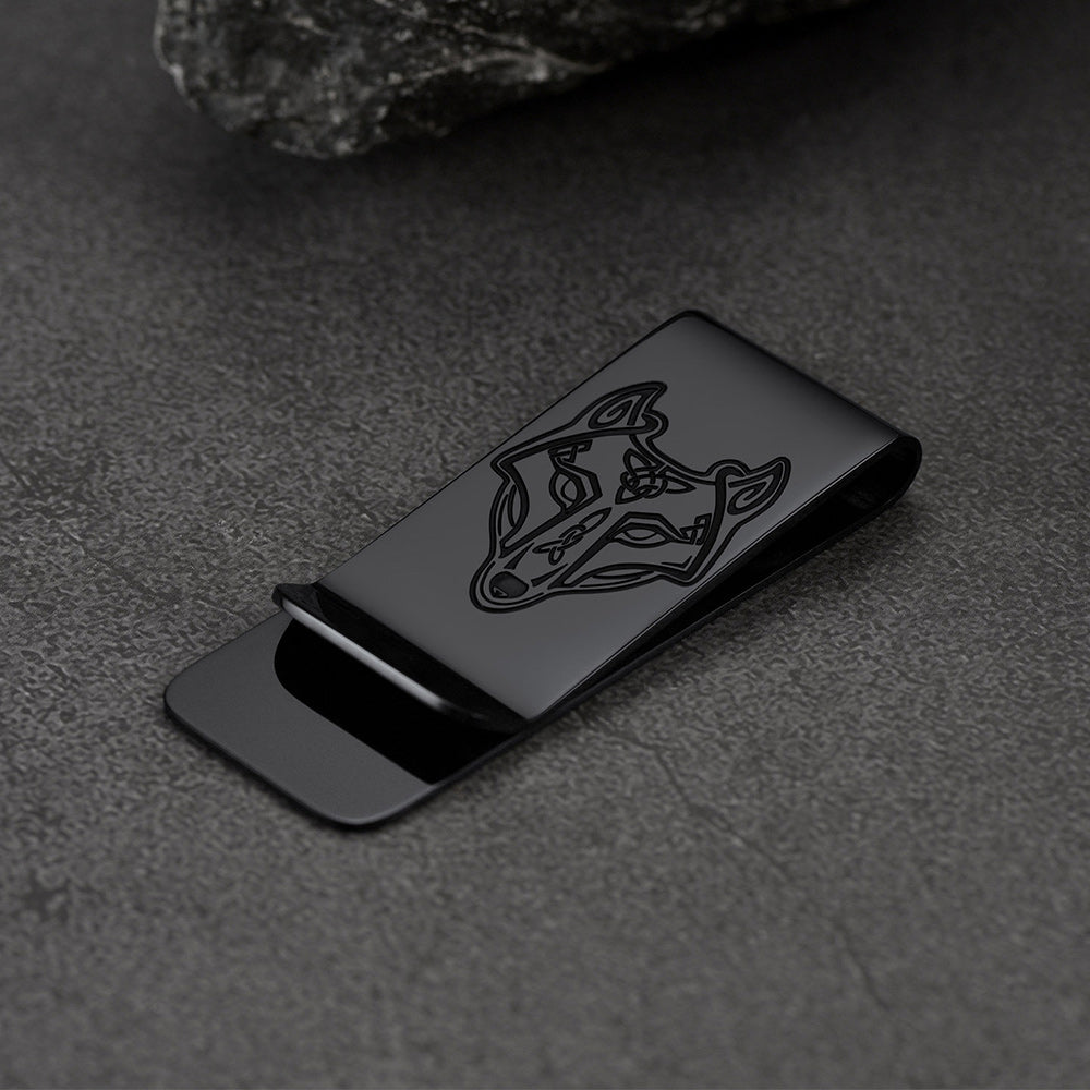 Viking Fenrir Celtic Wolf Money Cash Clip Slim Credit Card Holder