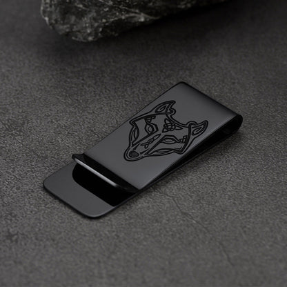 Viking Fenrir Celtic Wolf Money Cash Clip Slim Credit Card Holder