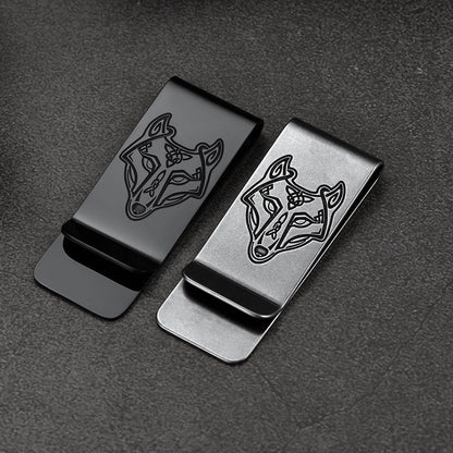 Viking Fenrir Celtic Wolf Money Cash Clip Slim Credit Card Holder