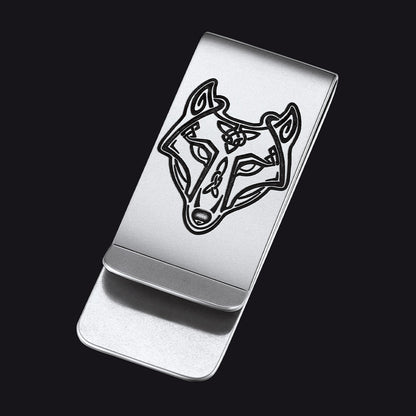 Viking Fenrir Celtic Wolf Money Cash Clip Slim Credit Card Holder