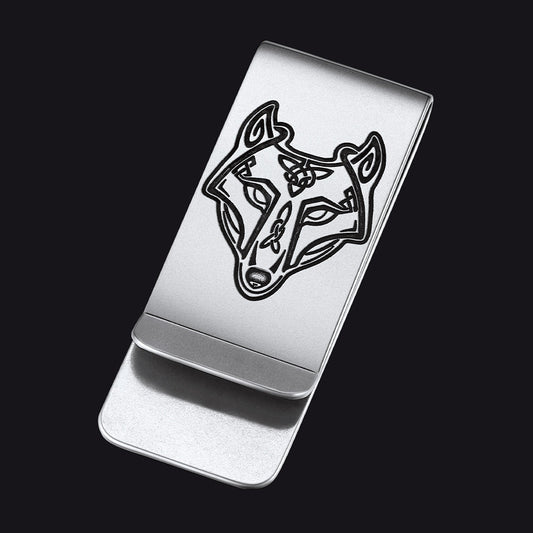 Viking Fenrir Celtic Wolf Money Cash Clip Slim Credit Card Holder