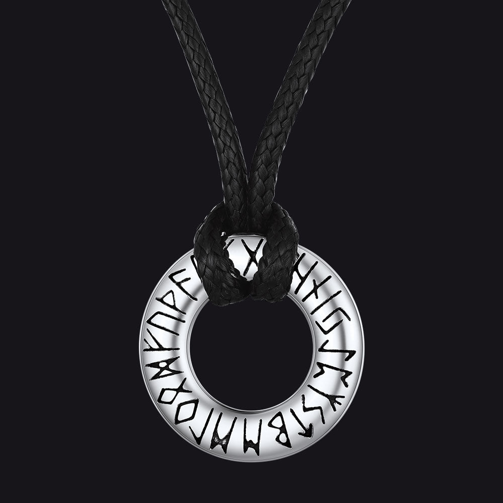 Norse Viking Rune Circle Chain Necklace for Men Women