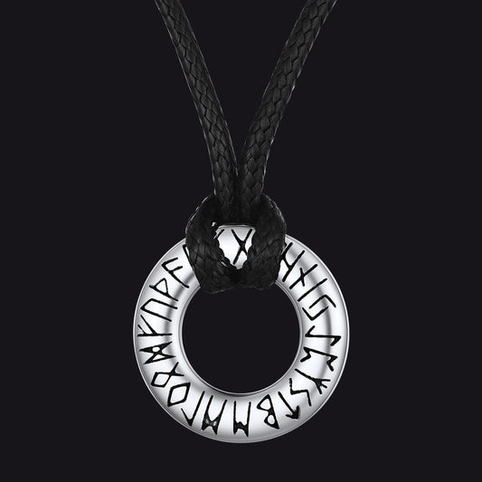 Norse Viking Rune Circle Chain Necklace for Men Women