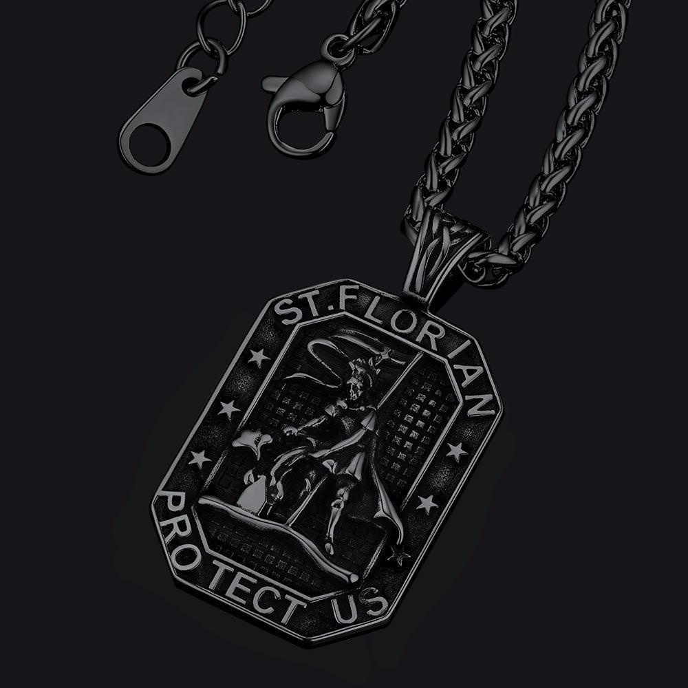 Custom Saint Florian Firefighter Dog Tag Necklace