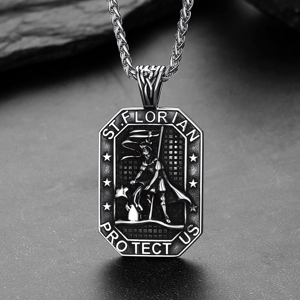 Custom Saint Florian Firefighter Dog Tag Necklace
