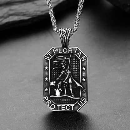 Custom Saint Florian Firefighter Dog Tag Necklace