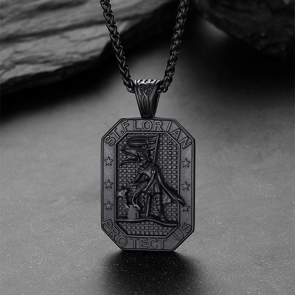 Custom Saint Florian Firefighter Dog Tag Necklace