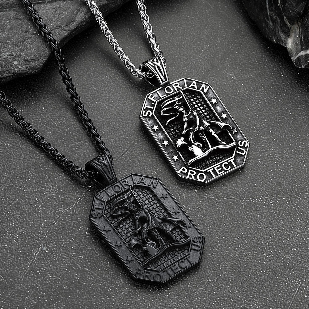 Custom Saint Florian Firefighter Dog Tag Necklace