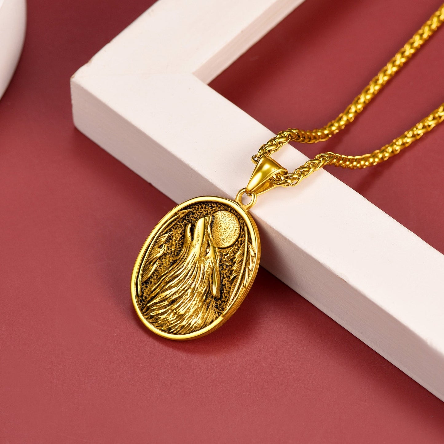 Norse Viking Wolf Pendant Necklace for Men