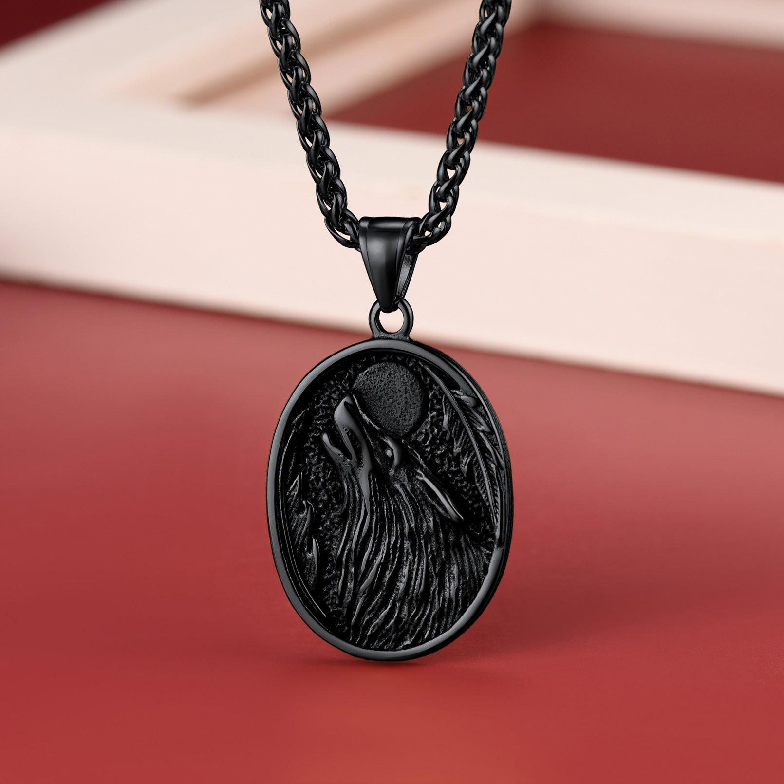Norse Viking Wolf Pendant Necklace for Men