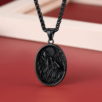Norse Viking Wolf Pendant Necklace for Men