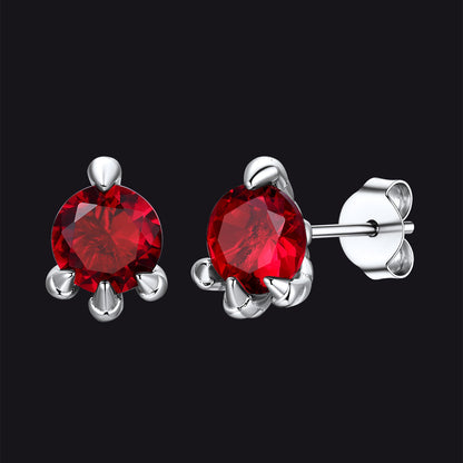 Gothic Red Diamond Dragon Claw Stud Earrings for Men
