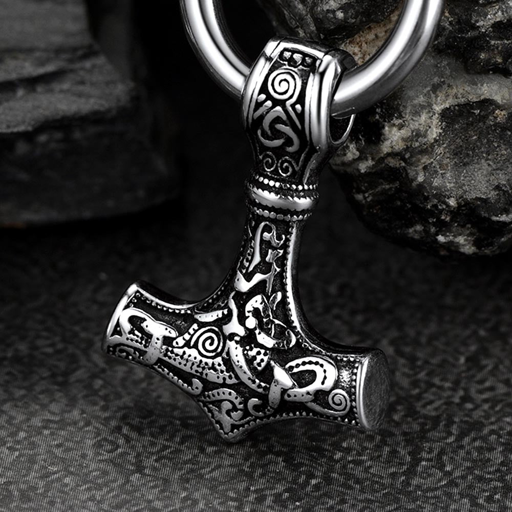 Viking Thor's Hammer Mjolnir Dangle Hoop Earrings Jewelry For Men