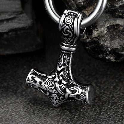 Viking Thor's Hammer Mjolnir Dangle Hoop Earrings Jewelry For Men