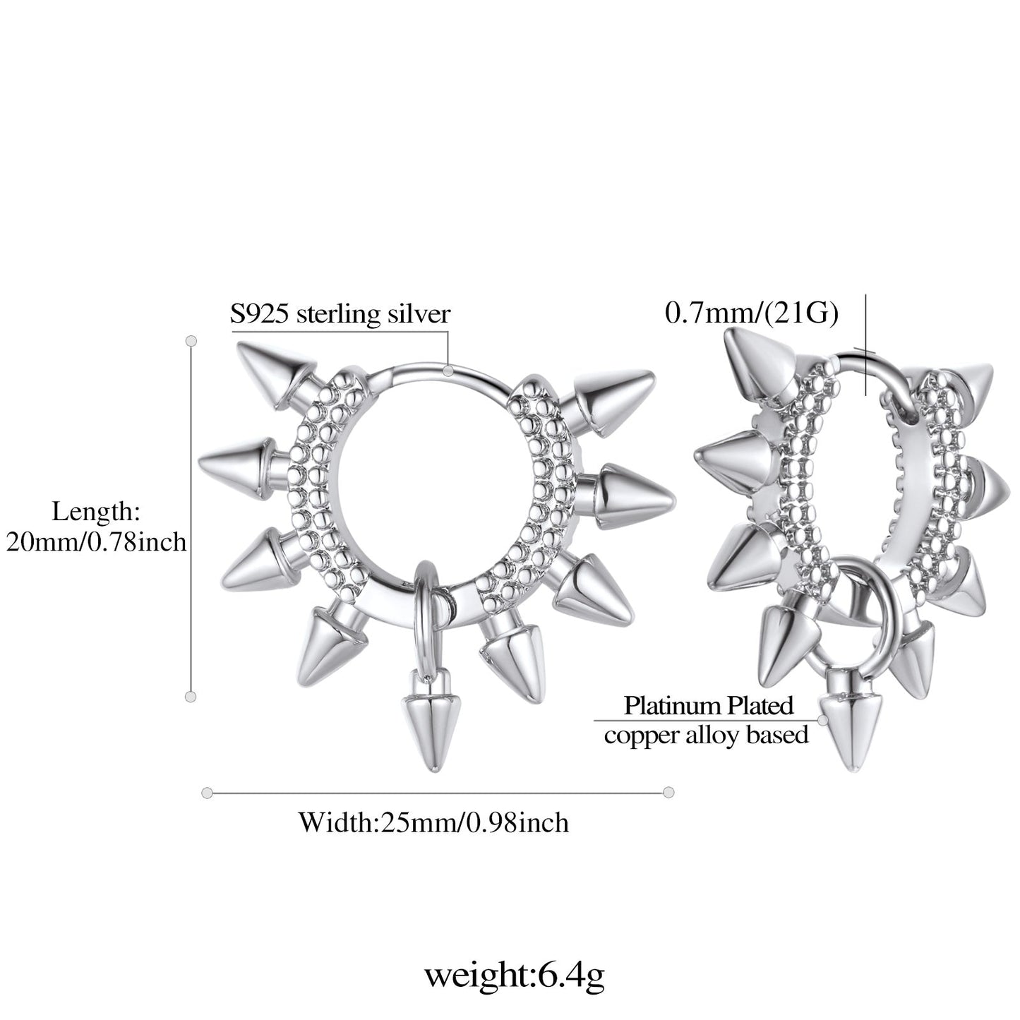 Rivet and Spike Hoop Earrings for Men