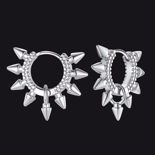 Rivet and Spike Hoop Earrings for Men