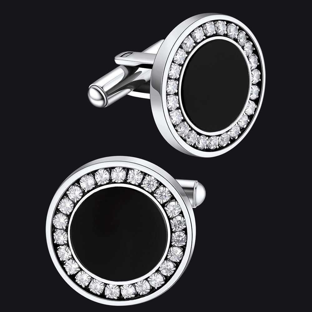 Wedding Black Onyx Cufflinks for Men Groom