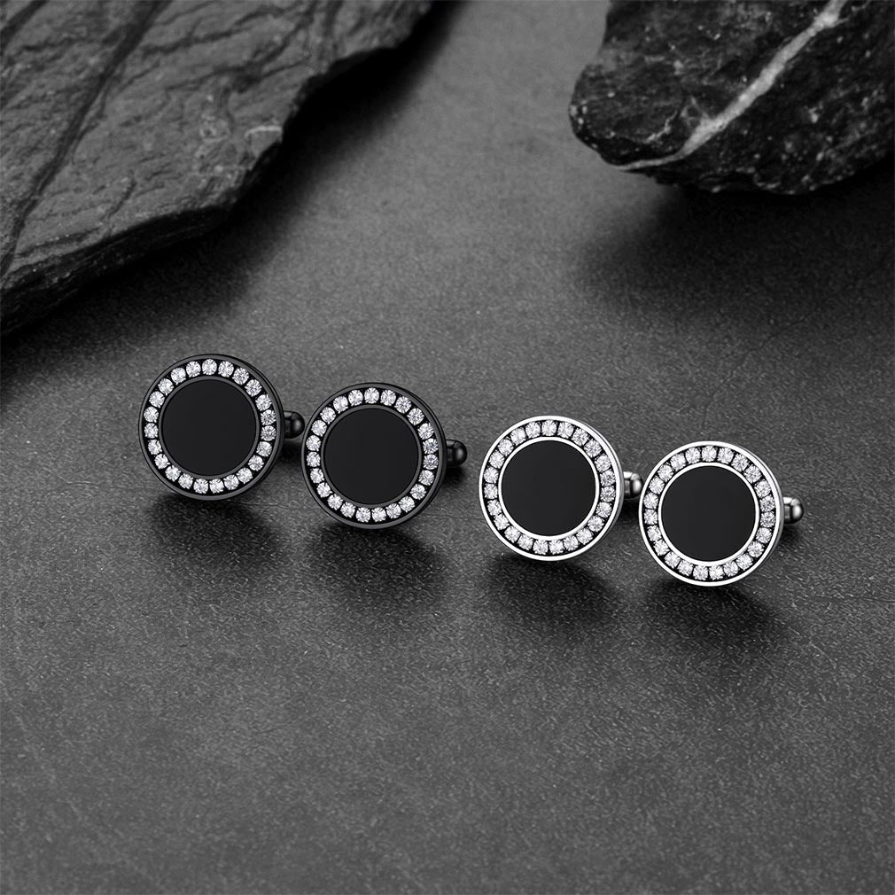 Wedding Black Onyx Cufflinks for Men Groom